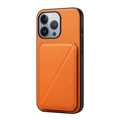 iPhone 13 Pro Calf Texture Leather Case with Dual Card Slots and Stand Function