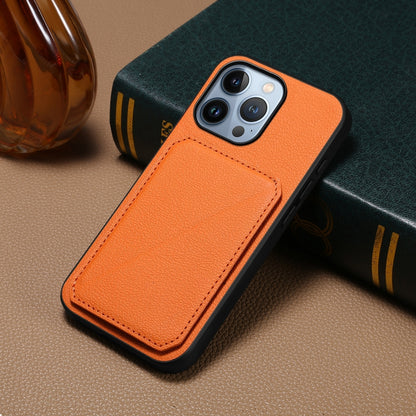 iPhone 13 Pro Calf Texture Leather Case with Dual Card Slots and Stand Function