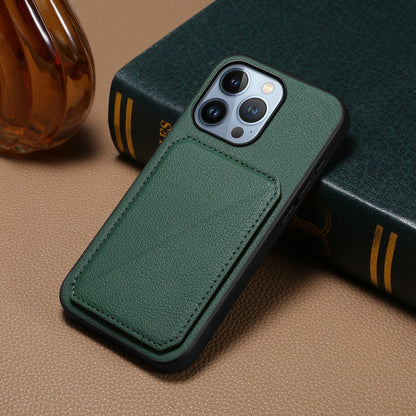 iPhone 13 Pro Calf Texture Leather Case with Dual Card Slots and Stand Function