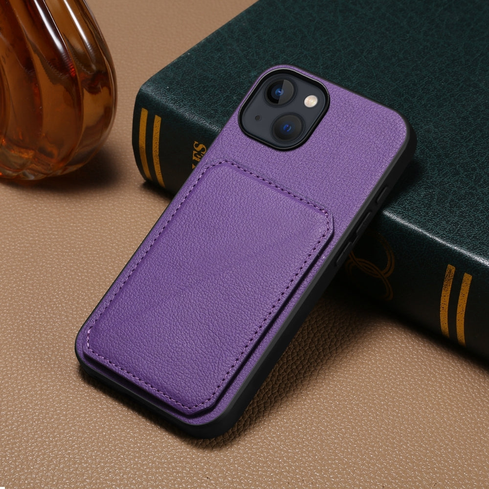 iPhone 13 Calf Texture Leather Case with Dual Card Slots and Stand Function