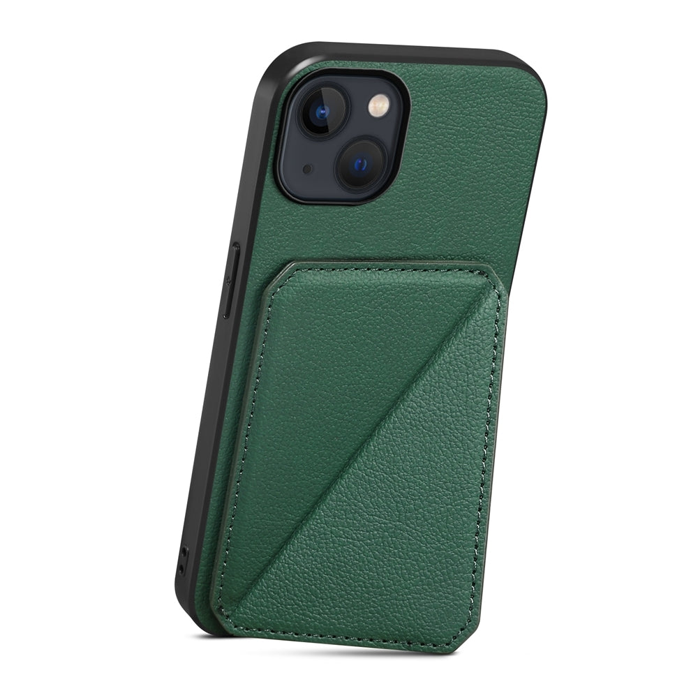 iPhone 13 Calf Texture Leather Case with Dual Card Slots and Stand Function