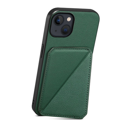 iPhone 13 Calf Texture Leather Case with Dual Card Slots and Stand Function