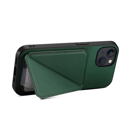 iPhone 13 Calf Texture Leather Case with Dual Card Slots and Stand Function