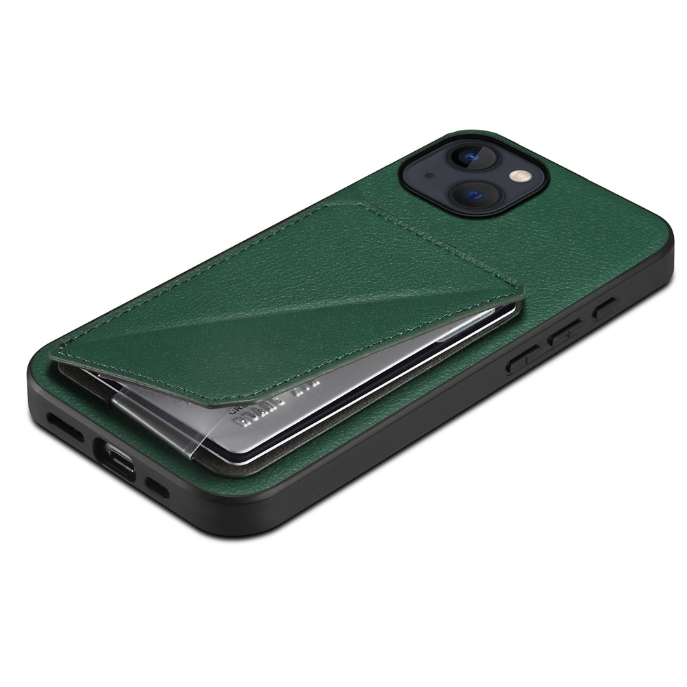 iPhone 13 Calf Texture Leather Case with Dual Card Slots and Stand Function