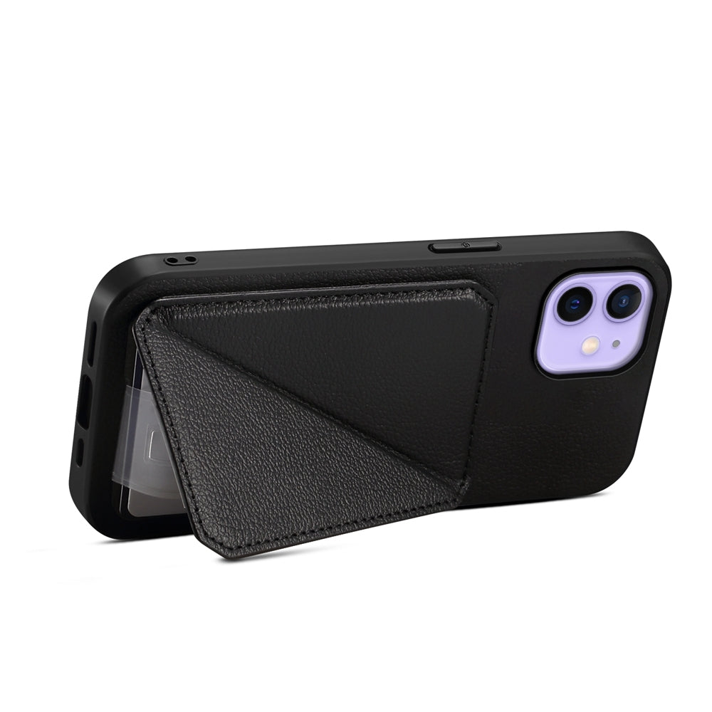 iPhone 12 Calf Texture Leather Case with Dual Card Slots and Stand Function