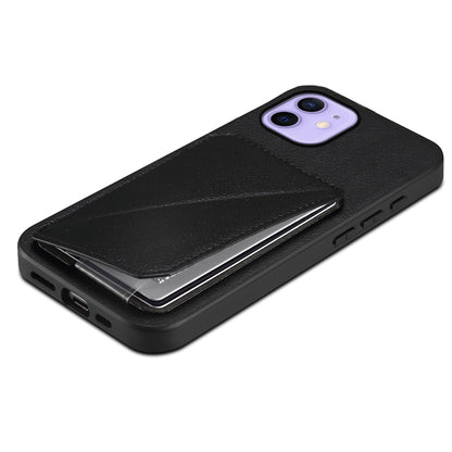 iPhone 12 Calf Texture Leather Case with Dual Card Slots and Stand Function