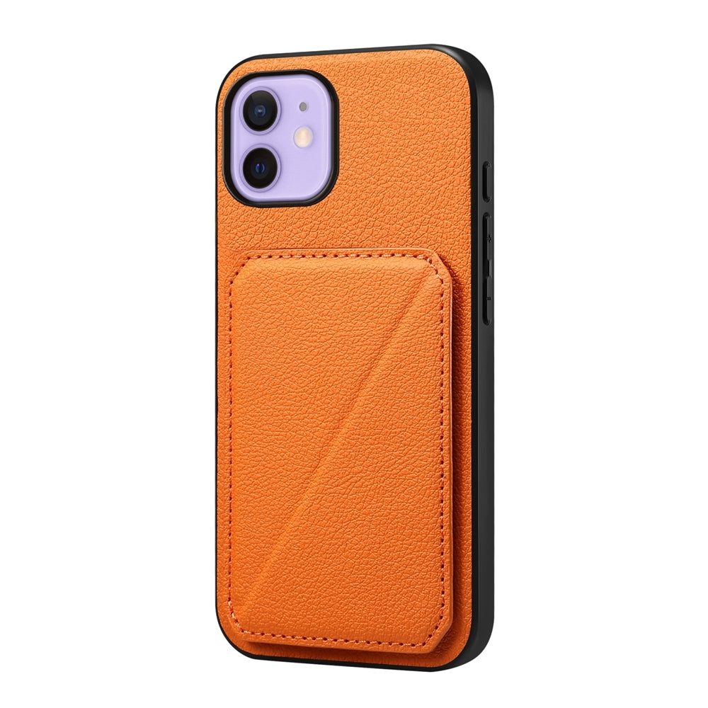 iPhone 12 Calf Texture Leather Case with Dual Card Slots and Stand Function