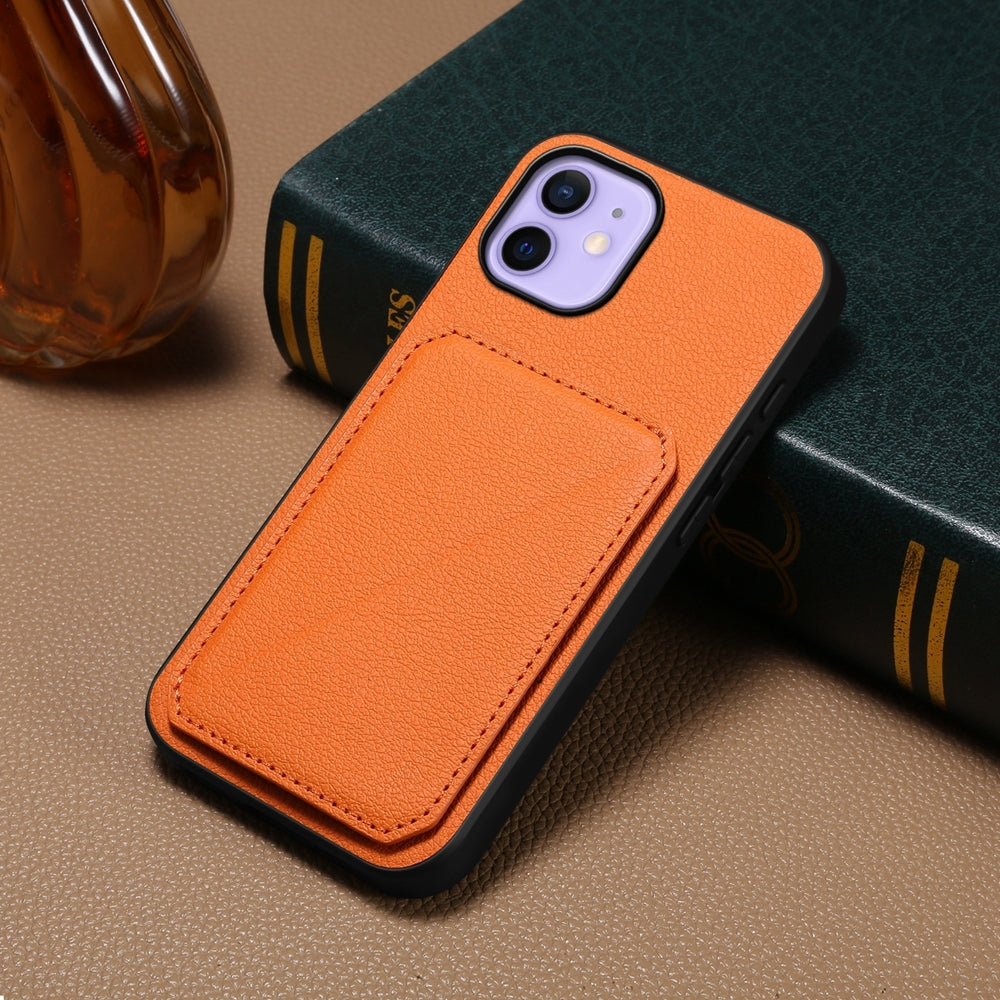 iPhone 12 Calf Texture Leather Case with Dual Card Slots and Stand Function