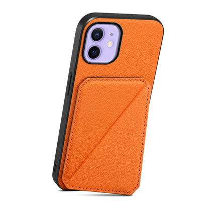 iPhone 12 Calf Texture Leather Case with Dual Card Slots and Stand Function