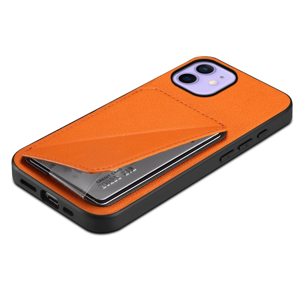 iPhone 12 Calf Texture Leather Case with Dual Card Slots and Stand Function