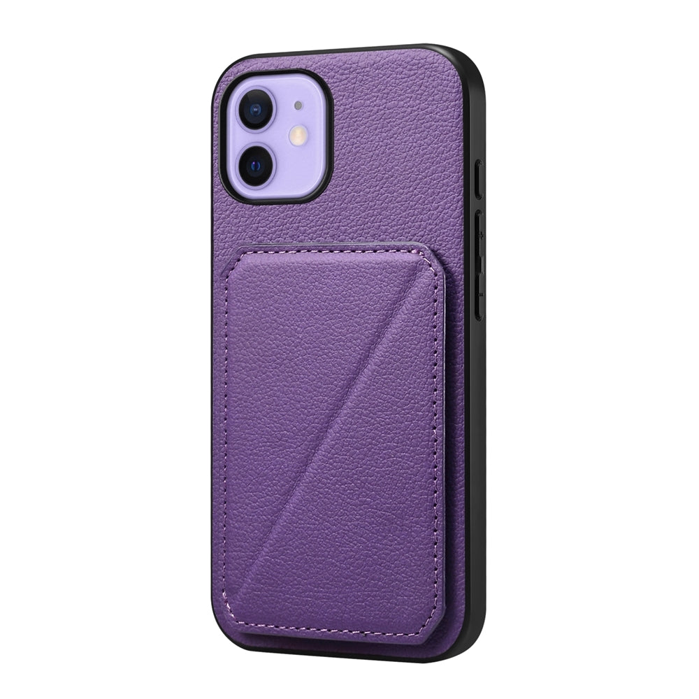 iPhone 12 Calf Texture Leather Case with Dual Card Slots and Stand Function