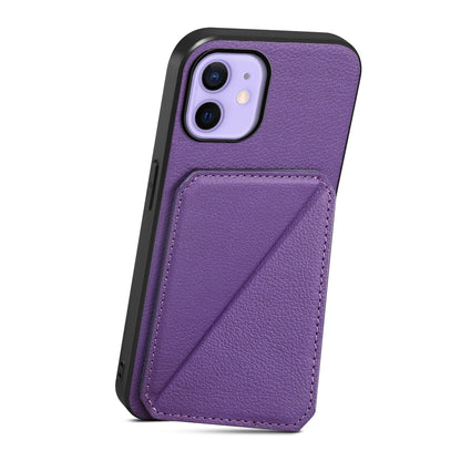 iPhone 12 Calf Texture Leather Case with Dual Card Slots and Stand Function