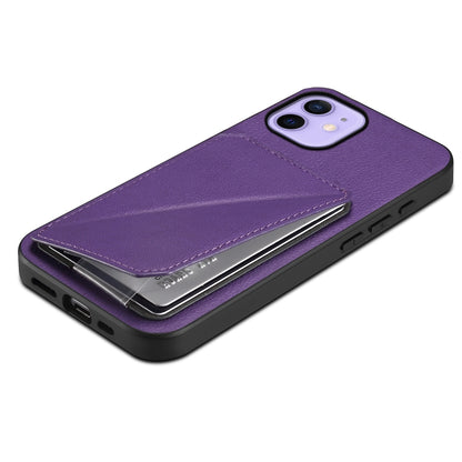 iPhone 12 Calf Texture Leather Case with Dual Card Slots and Stand Function