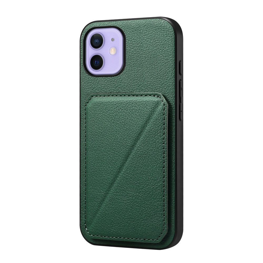 iPhone 12 Calf Texture Leather Case with Dual Card Slots and Stand Function