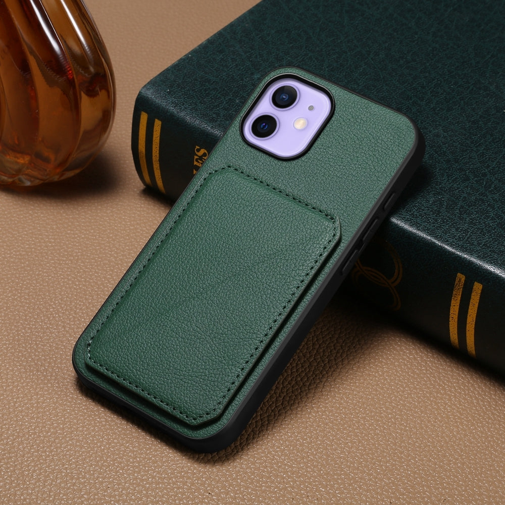 iPhone 12 Calf Texture Leather Case with Dual Card Slots and Stand Function