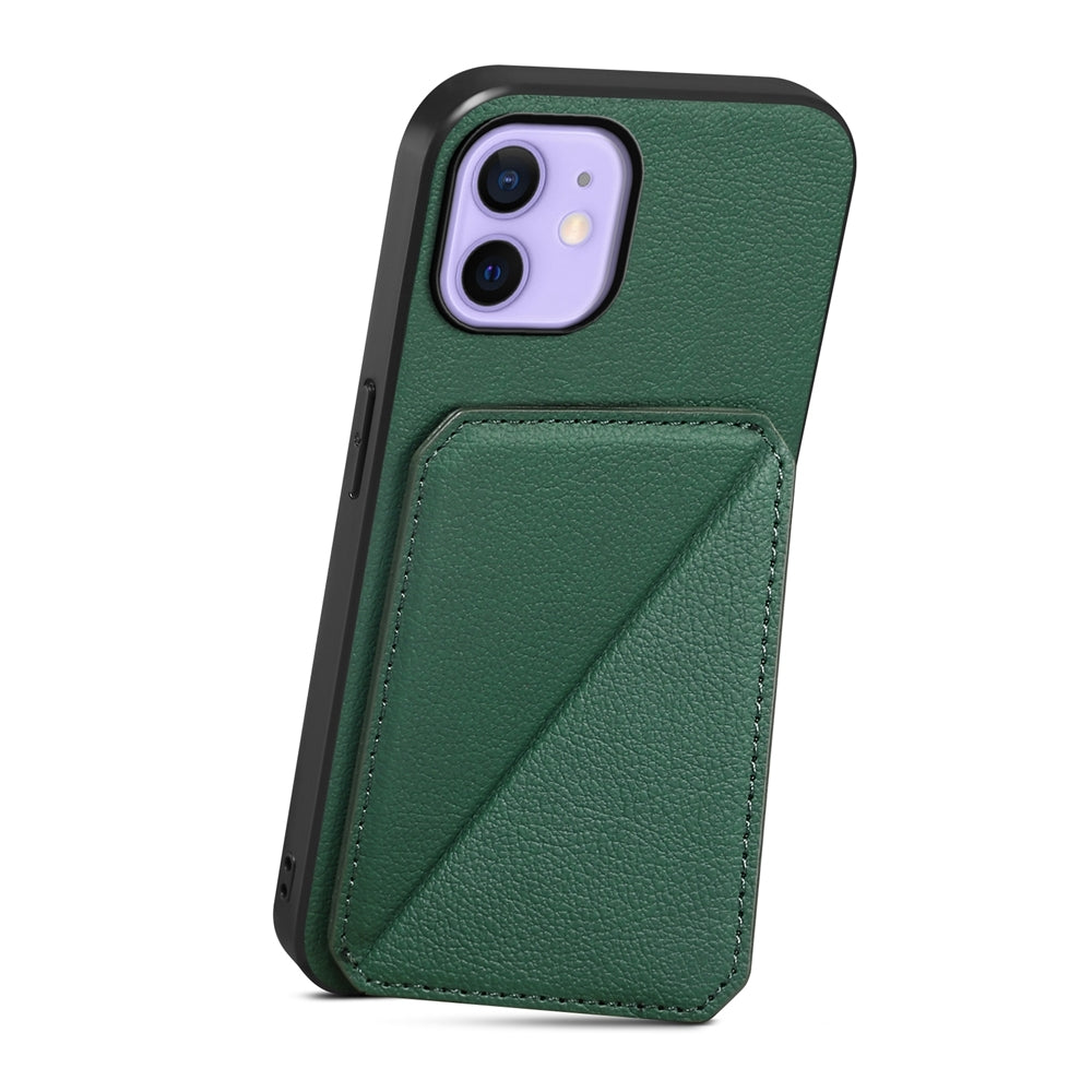 iPhone 12 Calf Texture Leather Case with Dual Card Slots and Stand Function