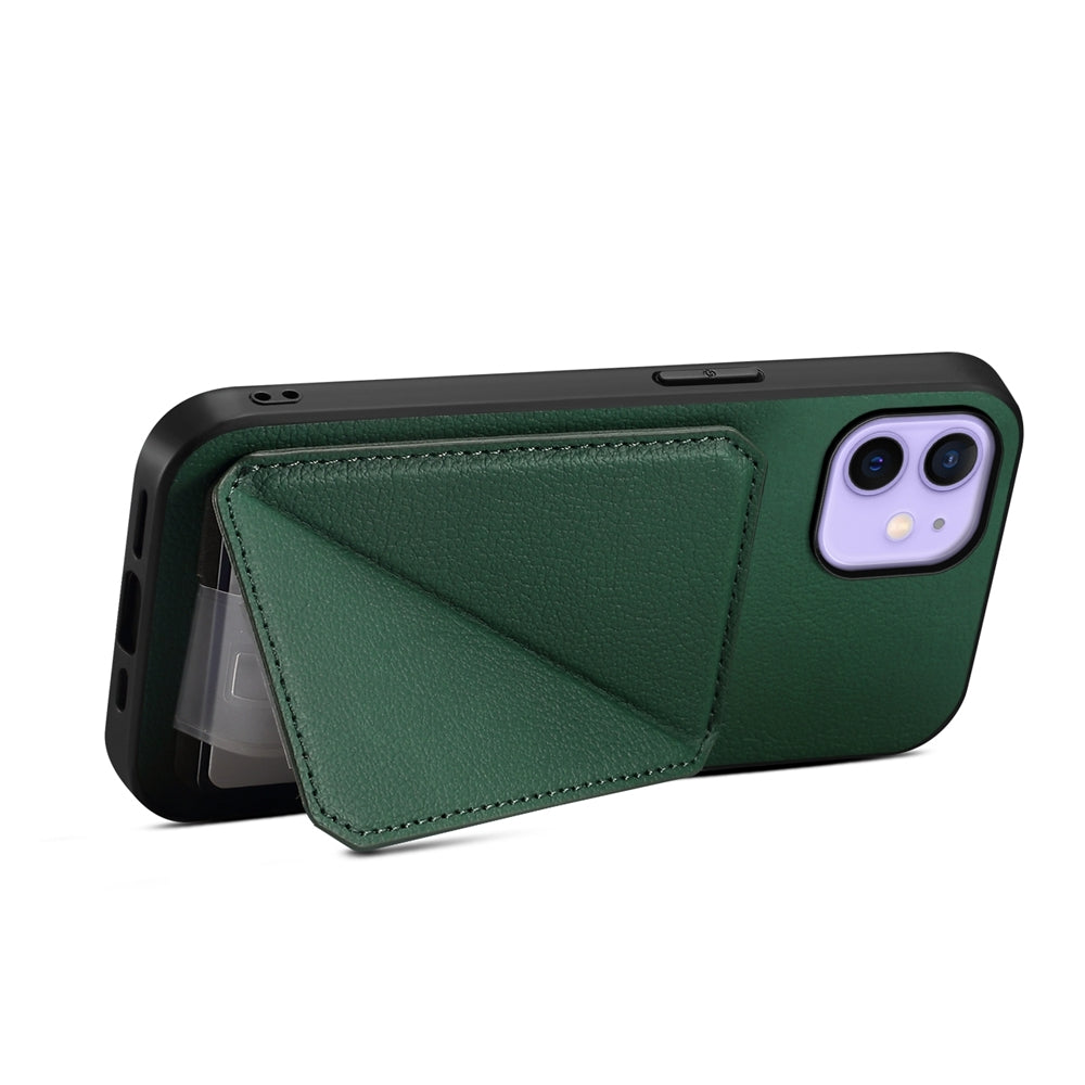 iPhone 12 Calf Texture Leather Case with Dual Card Slots and Stand Function