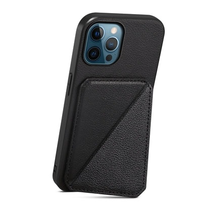 iPhone 12 Pro Calf Texture Leather Case with Dual Card Slots and Stand Function