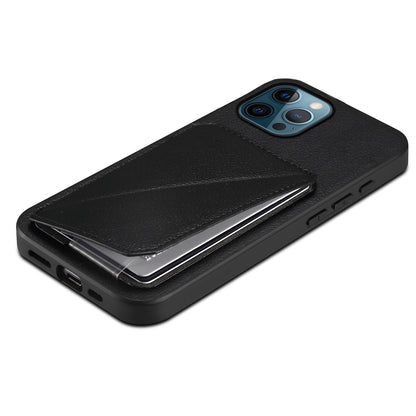 iPhone 12 Pro Calf Texture Leather Case with Dual Card Slots and Stand Function