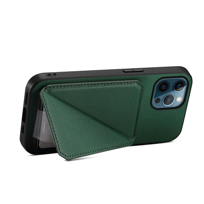 iPhone 12 Pro Calf Texture Leather Case with Dual Card Slots and Stand Function