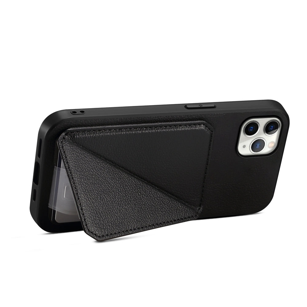 iPhone 11 Pro Max Calf Texture Leather Case with Dual Card Slots and Stand Function