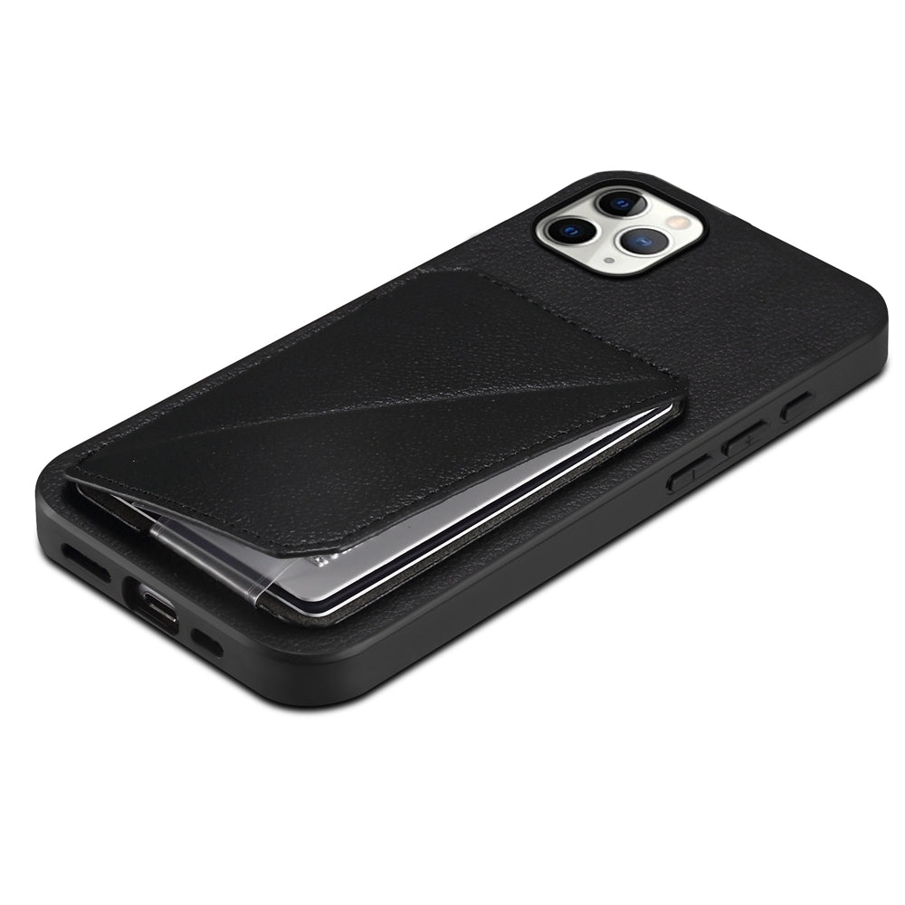 iPhone 11 Pro Max Calf Texture Leather Case with Dual Card Slots and Stand Function