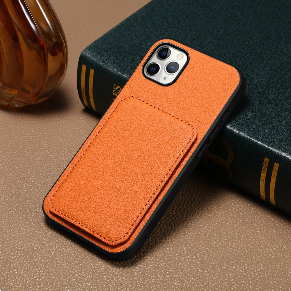 iPhone 11 Pro Max Calf Texture Leather Case with Dual Card Slots and Stand Function