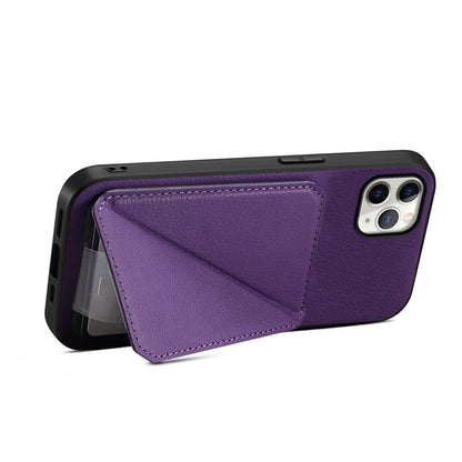 iPhone 11 Pro Max Calf Texture Leather Case with Dual Card Slots and Stand Function