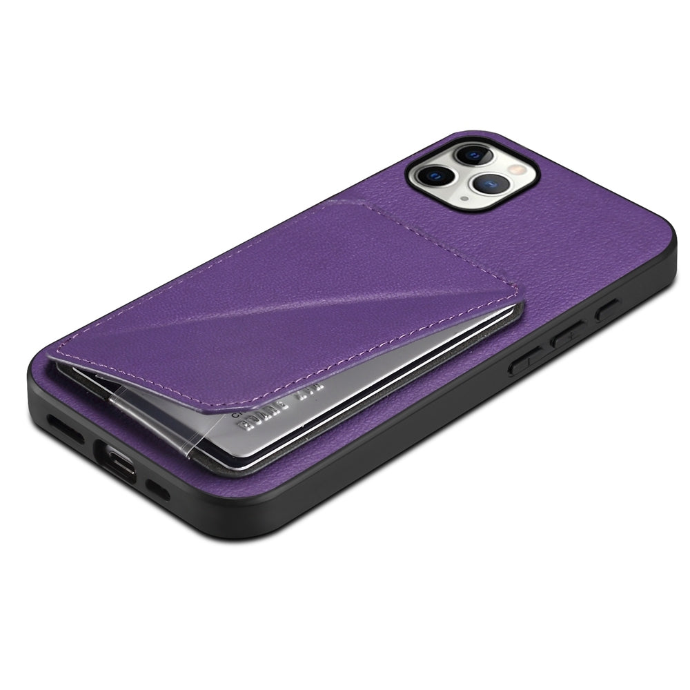 iPhone 11 Pro Max Calf Texture Leather Case with Dual Card Slots and Stand Function