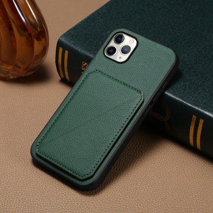 iPhone 11 Pro Max Calf Texture Leather Case with Dual Card Slots and Stand Function