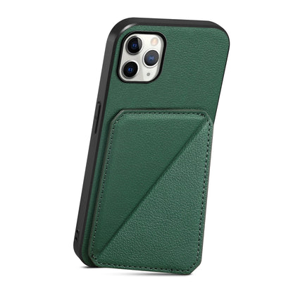 iPhone 11 Pro Max Calf Texture Leather Case with Dual Card Slots and Stand Function