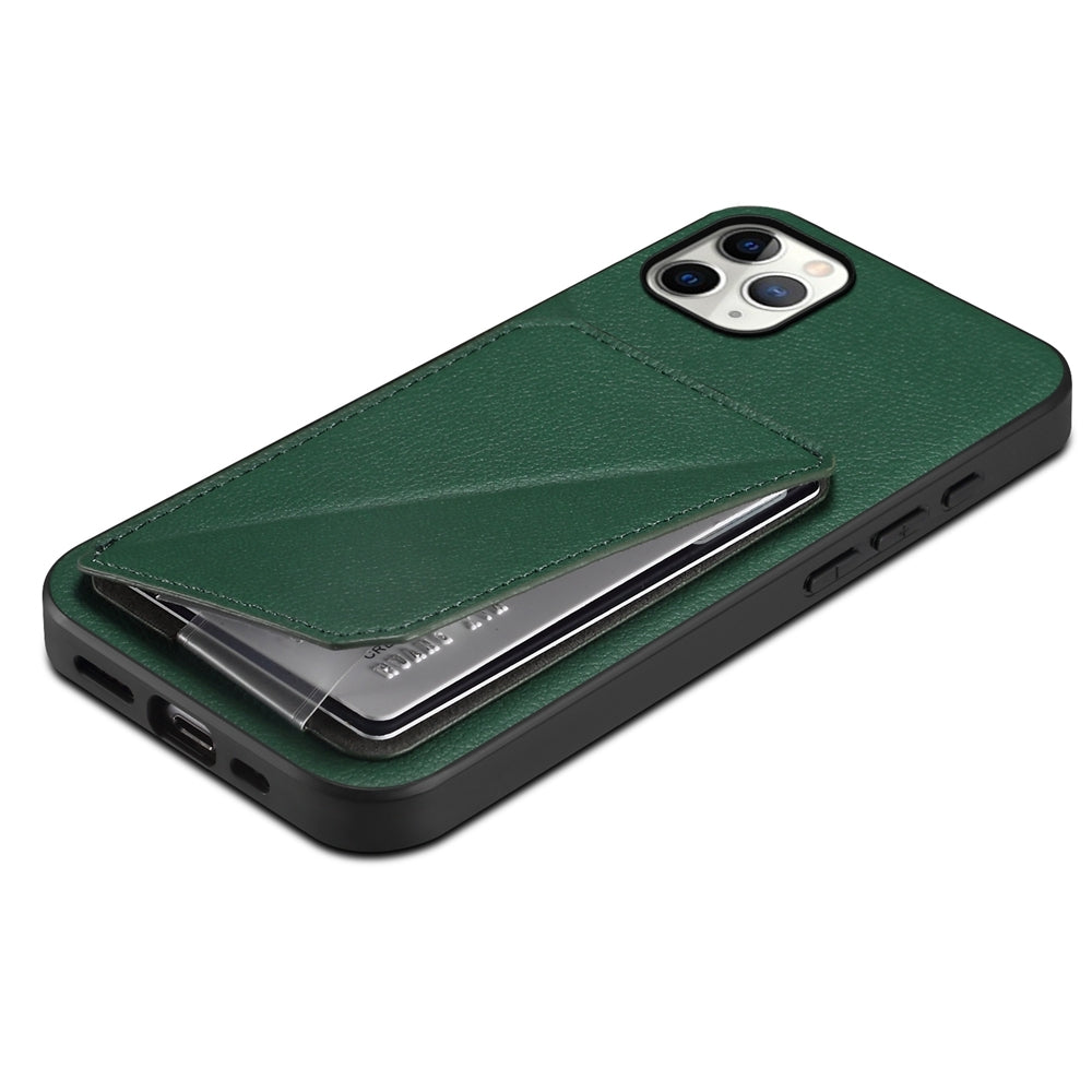 iPhone 11 Pro Max Calf Texture Leather Case with Dual Card Slots and Stand Function