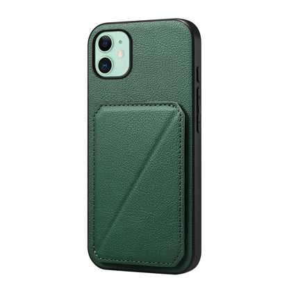 iPhone 11 Calf Texture Leather Case with Dual Card Slots and Stand Function