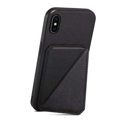 iPhone X Calf Texture Leather Case with Dual Card Slots and Stand Function