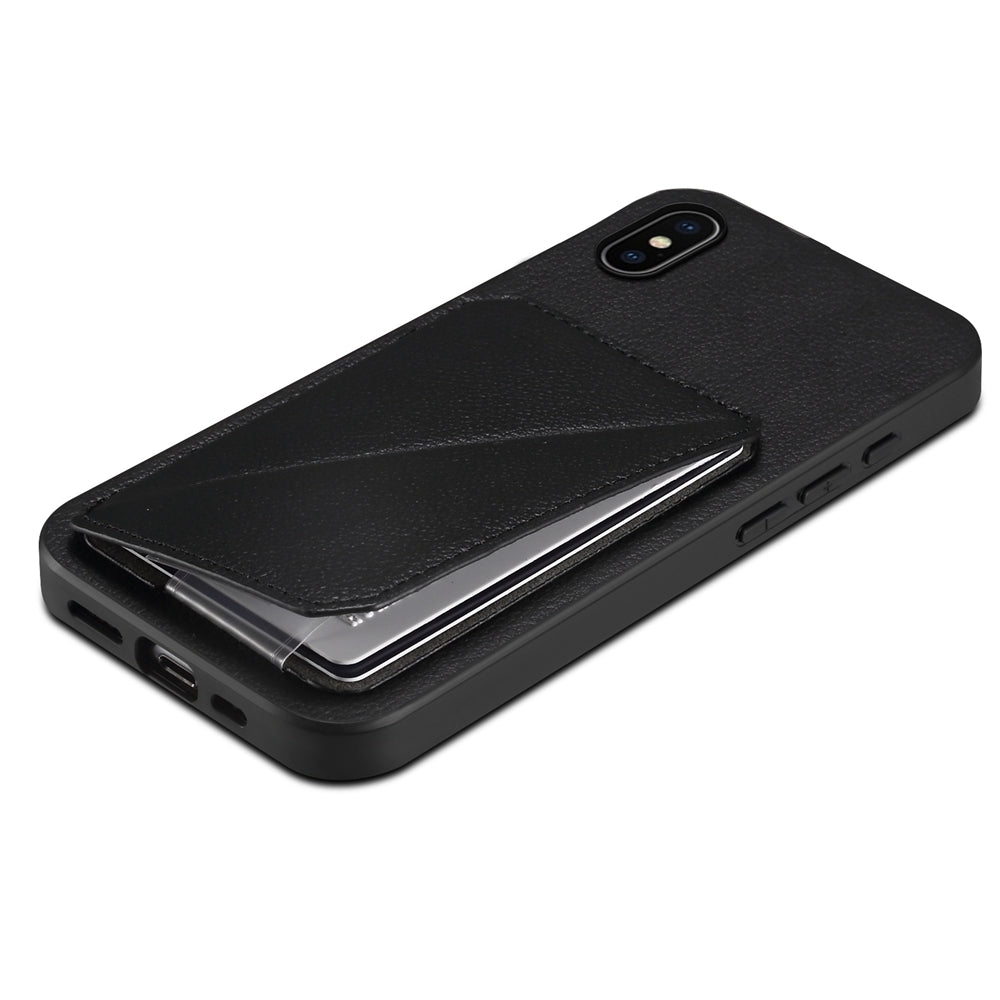 iPhone X Calf Texture Leather Case with Dual Card Slots and Stand Function