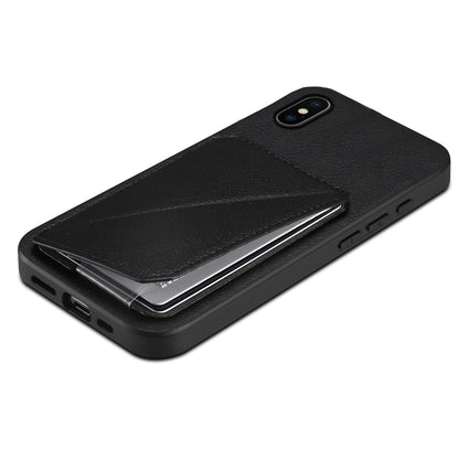 iPhone XS Calf Texture Leather Case with Dual Card Slots and Stand Function