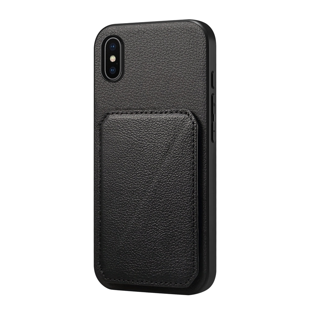 iPhone XS Calf Texture Leather Case with Dual Card Slots and Stand Function