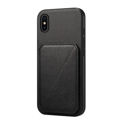 iPhone XS Calf Texture Leather Case with Dual Card Slots and Stand Function