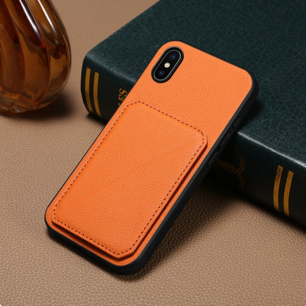 iPhone X Calf Texture Leather Case with Dual Card Slots and Stand Function