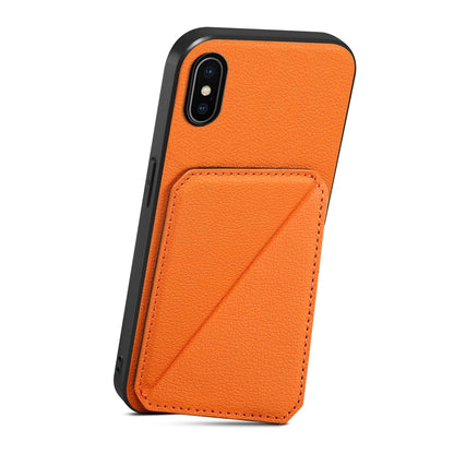 iPhone X Calf Texture Leather Case with Dual Card Slots and Stand Function