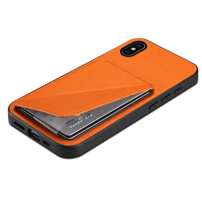 iPhone XS Calf Texture Leather Case with Dual Card Slots and Stand Function