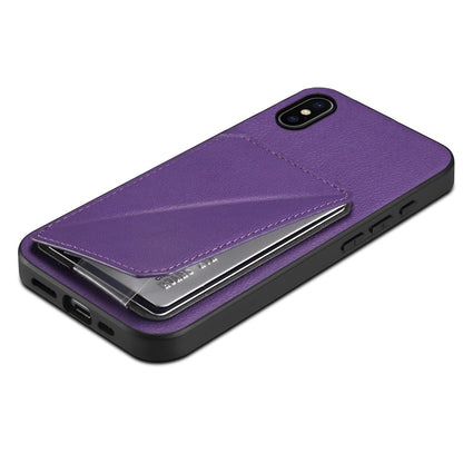 iPhone X Calf Texture Leather Case with Dual Card Slots and Stand Function