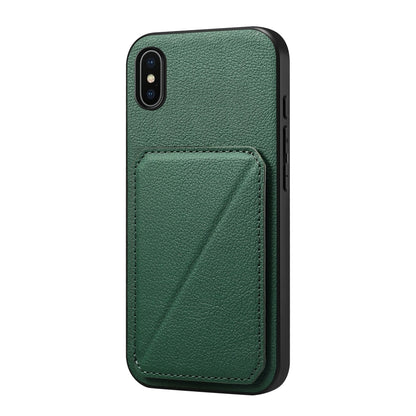 iPhone X Calf Texture Leather Case with Dual Card Slots and Stand Function