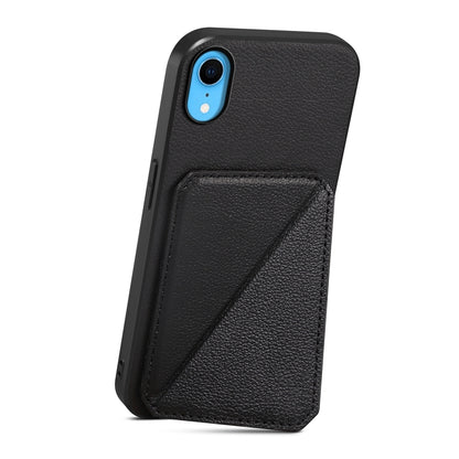 iPhone XR Calf Texture Leather Case with Dual Card Slots and Stand Function