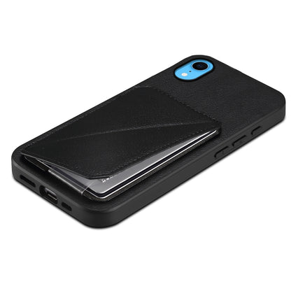 iPhone XR Calf Texture Leather Case with Dual Card Slots and Stand Function