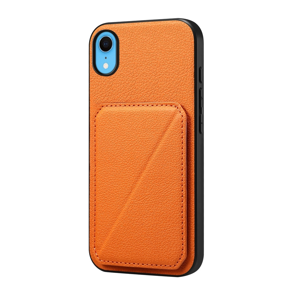 iPhone XR Calf Texture Leather Case with Dual Card Slots and Stand Function
