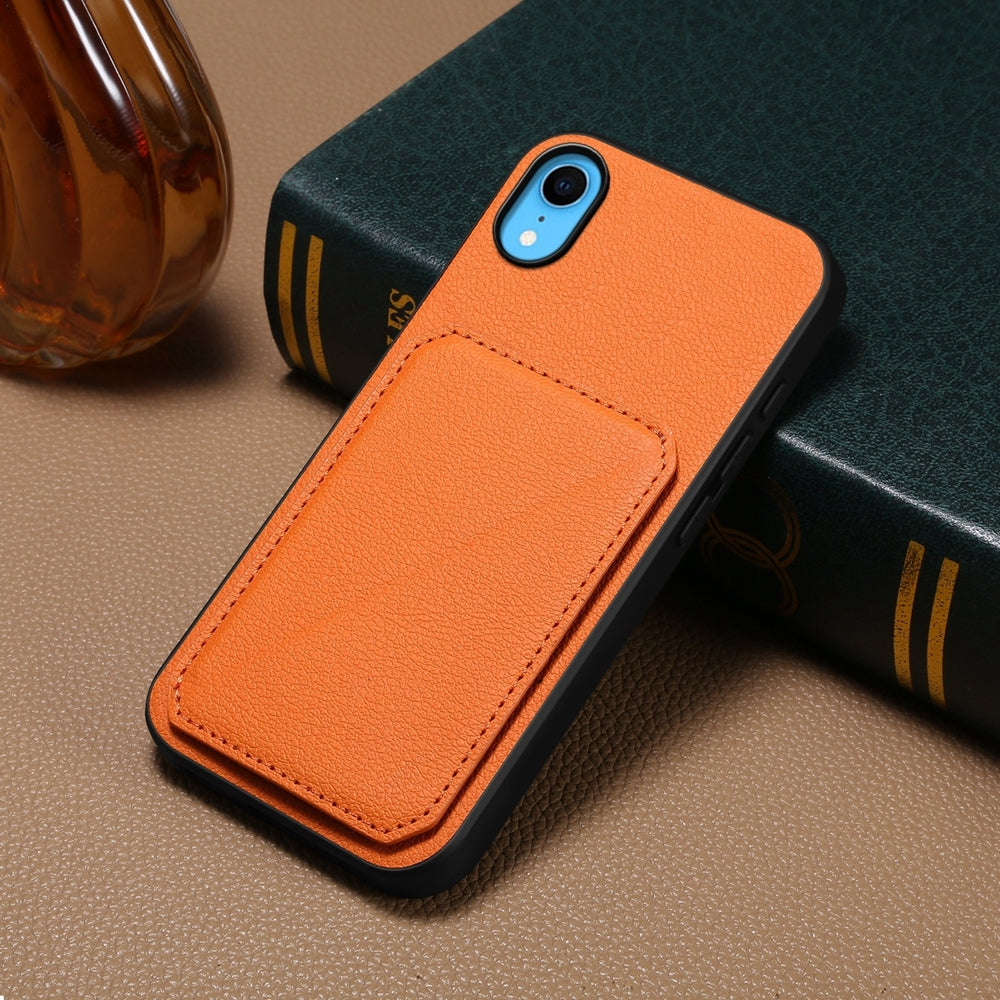 iPhone XR Calf Texture Leather Case with Dual Card Slots and Stand Function