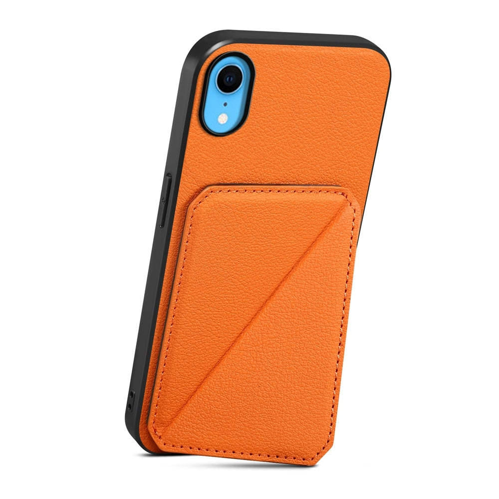 iPhone XR Calf Texture Leather Case with Dual Card Slots and Stand Function