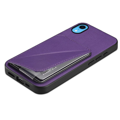 iPhone XR Calf Texture Leather Case with Dual Card Slots and Stand Function