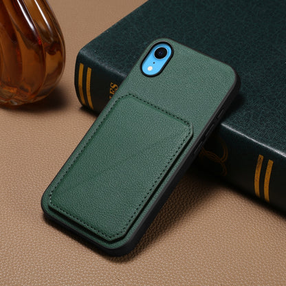iPhone XR Calf Texture Leather Case with Dual Card Slots and Stand Function